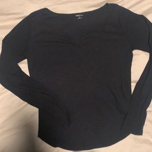 Gap Body black thermal scoop neck little v neckline